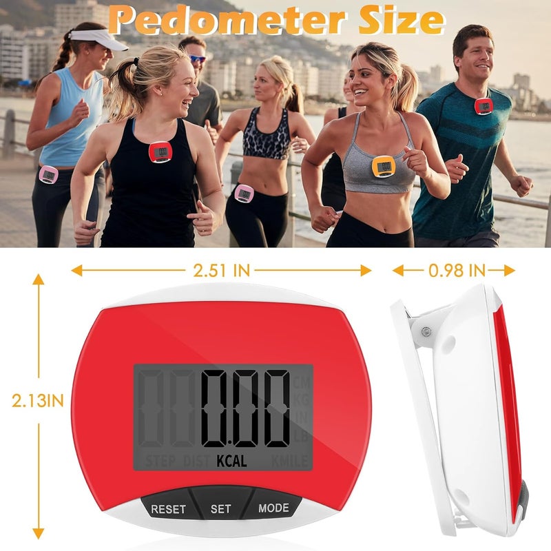 Copkim 9 Pcs Simple Pedometers Bulk for Walking Steps and Miles Walking Step Counters with Calories Burned Portable Clip Step Tracker for Seniors Man Women Jogging Hiking Running - Image 2
